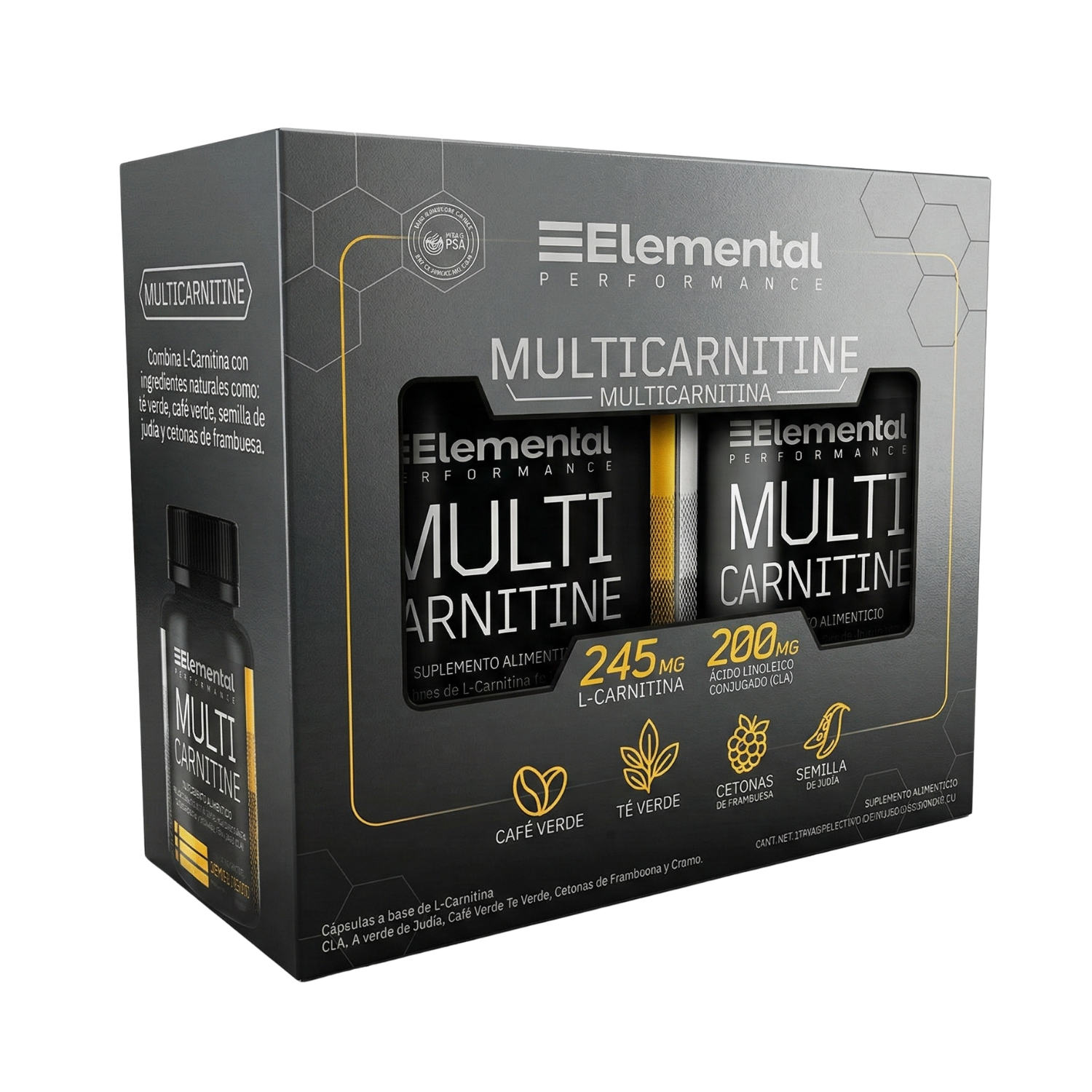 DUO PACK L-Carnitina Complex con CLA y Té Verde de Elemental — envase