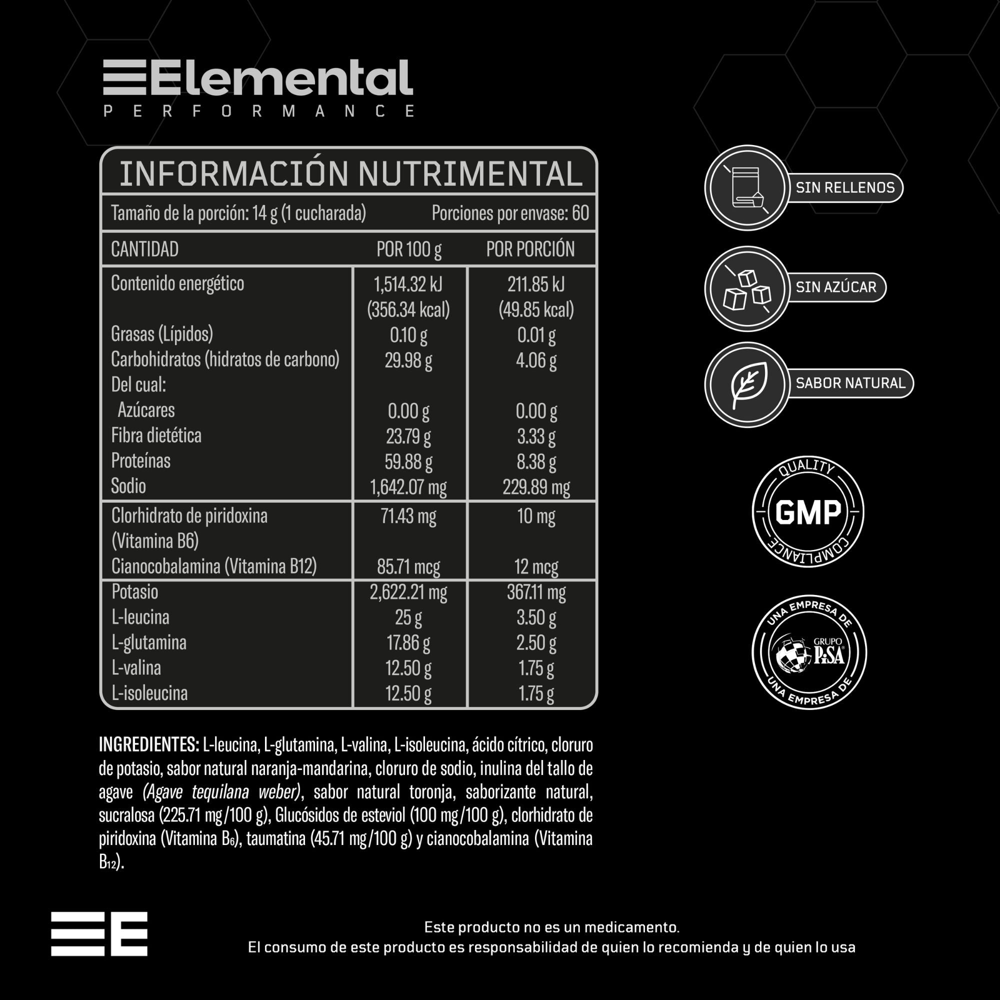 BCAA con Glutamina y Electrolitos de Elemental