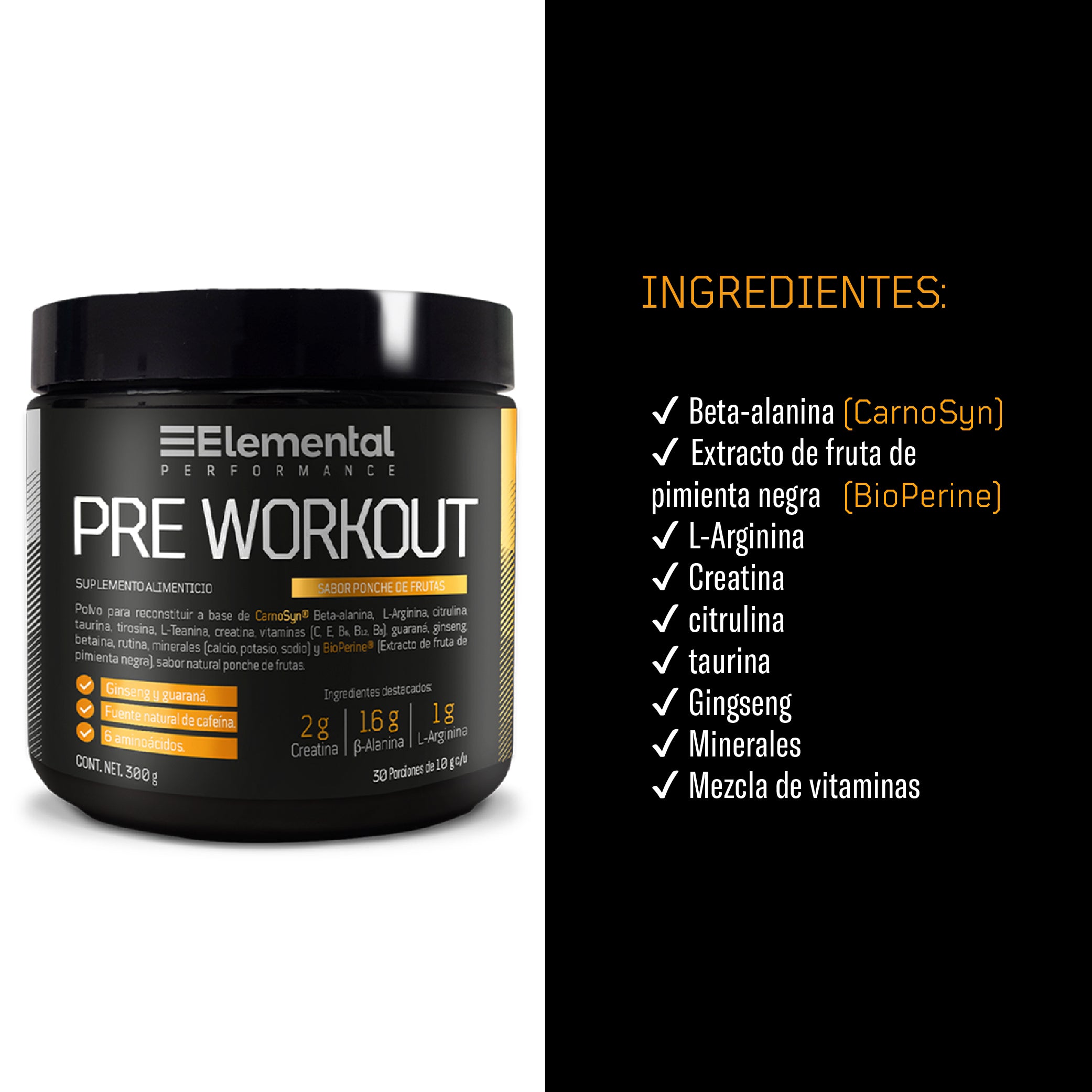 Pre-Workout con cafeína natural de Elemental